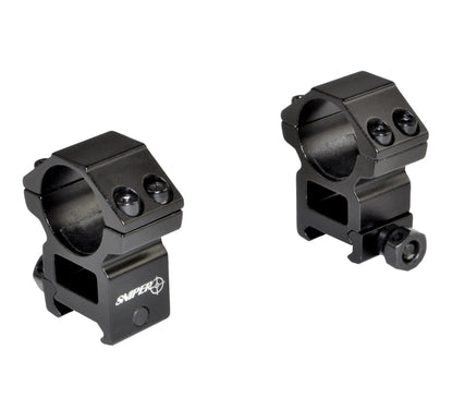 1" Dia. High Profile Scope Rings For Picatinny Rail System - Aluminum - Black