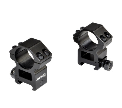 1" Dia. High Profile Scope Rings For Picatinny Rail System - Aluminum - Black