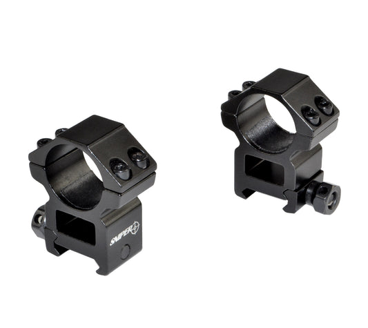 1" Dia. High Profile Scope Rings For Picatinny Rail System - Aluminum - Black
