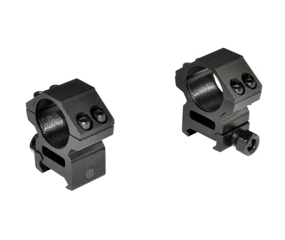 1" Dia. Medium Profile Scope Rings For Picatinny Rail System - Aluminum - Black