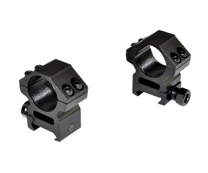 1" Dia. Medium Profile Scope Rings For Picatinny Rail System - Aluminum - Black