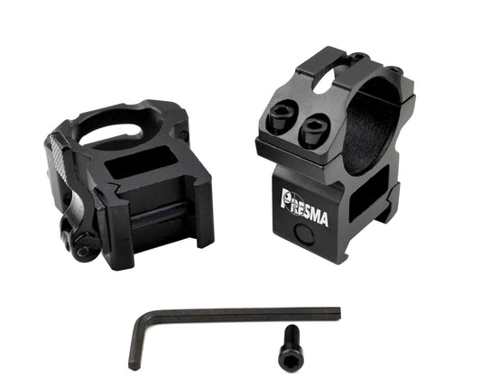 Presma® Wing Series, 1” Quick Release High Profile Scope Rings for Picatinny/Weaver Rails