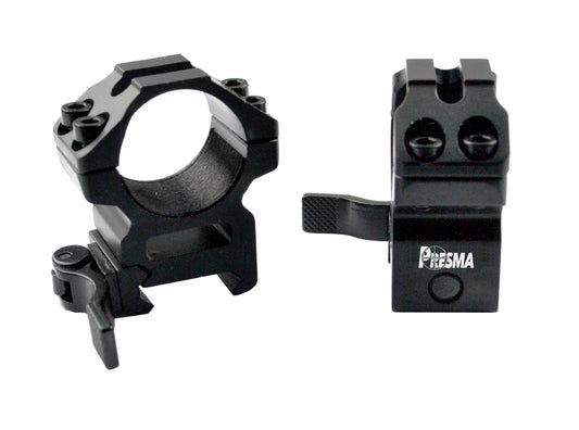 Presma® Wing Series, 1” Quick Release Medium Profile Scope Rings for Picatinny/Weaver Rails