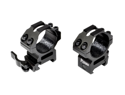 Presma® Wing Series, 30mm Quick Release Medium Profile Scope Rings for Picatinny/Weaver Rails