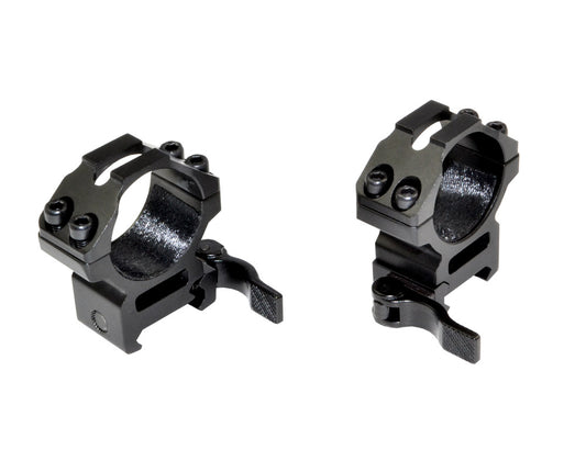 Presma® Wing Series, 30mm Quick Release Medium Profile Scope Rings for Picatinny/Weaver Rails