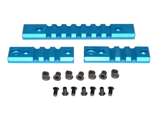 3 Piece Picatinny Rail Section Kit for Keymod Style Slots, Blue Anodized