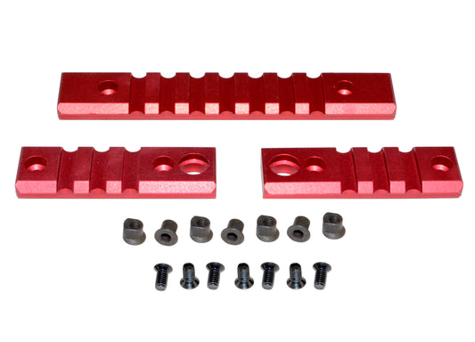 3 Piece Picatinny Rail Section Kit for Keymod Style Slots, Red Anodized