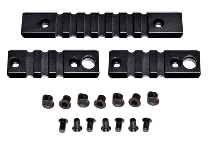 3 Piece Picatinny Rail Section Kit for Keymod Style Slots, Black Anodized