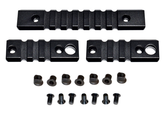 3 Piece Picatinny Rail Section Kit for Keymod Style Slots, Black Anodized