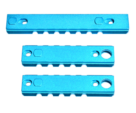 3 Piece Picatinny Rail Section Kit for Keymod Style Slots, Blue Anodized