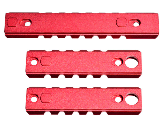 3 Piece Picatinny Rail Section Kit for Keymod Style Slots, Red Anodized