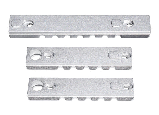 3 Piece Picatinny Rail Section Kit for Keymod Style Slots, Silver Anodized