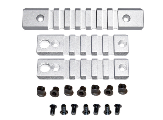 3 Piece Picatinny Rail Section Kit for Keymod Style Slots, Silver Anodized