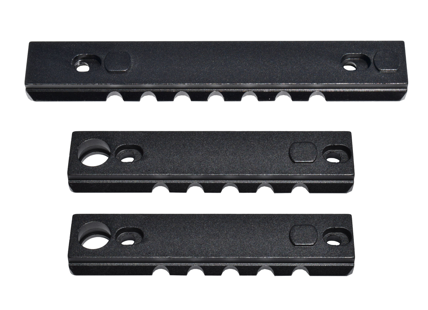 3 Piece Picatinny Rail Section Kit for M-LOK Style Slots, Black Anodized
