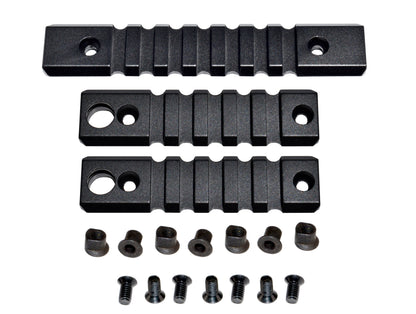 3 Piece Picatinny Rail Section Kit for M-LOK Style Slots, Black Anodized