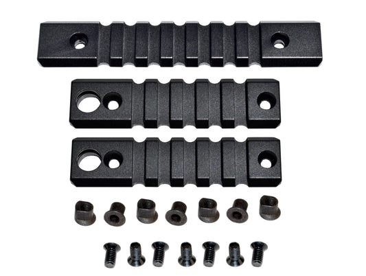 3 Piece Picatinny Rail Section Kit for M-LOK Style Slots, Black Anodized