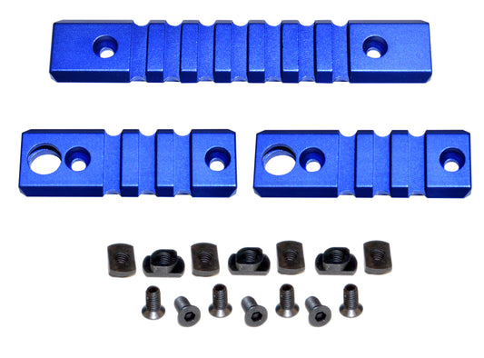 3 Piece Picatinny Rail Section Kit for M-LOK Style Slots, Dark Blue Anodized