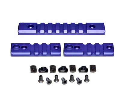 3 Piece Picatinny Rail Section Kit for M-LOK Style Slots, Purple Anodized