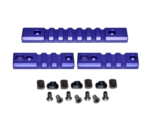 3 Piece Picatinny Rail Section Kit for M-LOK Style Slots, Purple Anodized