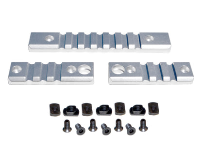 3 Piece Picatinny Rail Section Kit for M-LOK Style Slots, Silver Anodized