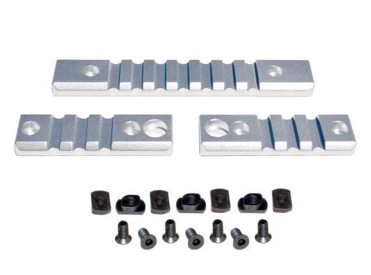 3 Piece Picatinny Rail Section Kit for M-LOK Style Slots, Silver Anodized