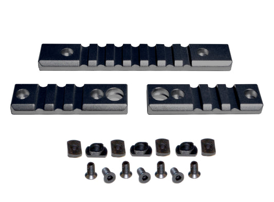 3 Piece Picatinny Rail Section Kit for M-LOK Style Slots, Black Anodized