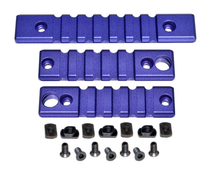 3 Piece Picatinny Rail Section Kit for M-LOK Style Slots, Purple Anodized