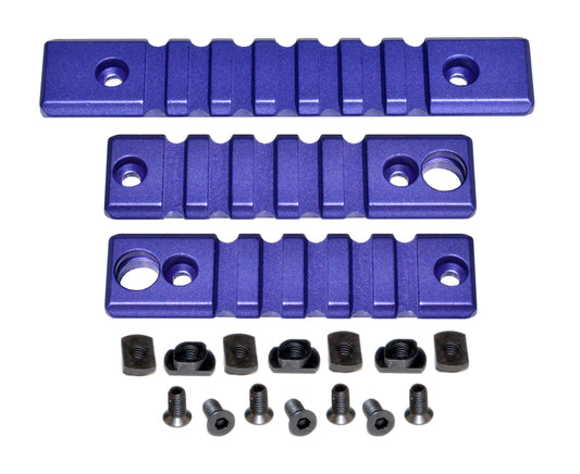 3 Piece Picatinny Rail Section Kit for M-LOK Style Slots, Purple Anodized