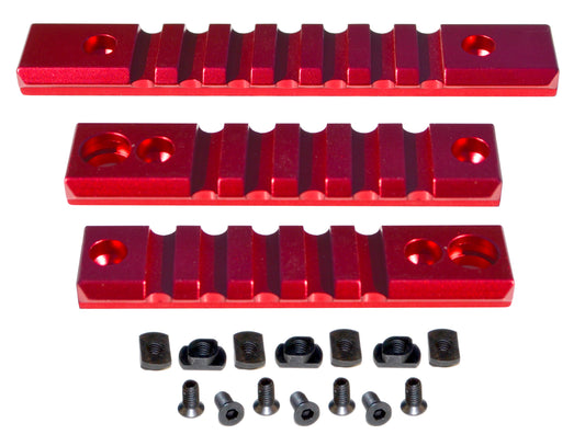 3 Piece Picatinny Rail Section Kit for M-LOK Style Slots, Red Anodized