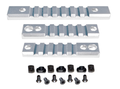 3 Piece Picatinny Rail Section Kit for M-LOK Style Slots, Silver Anodized