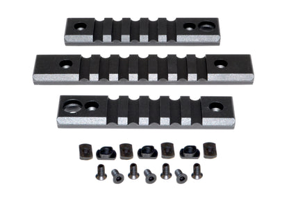 3 Piece Picatinny Rail Section Kit for M-LOK Style Slots, Black Anodized