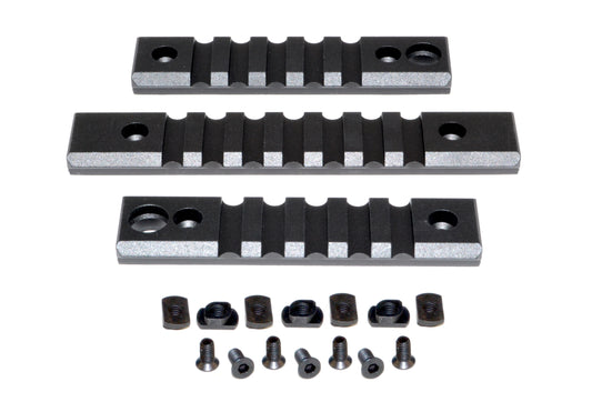 3 Piece Picatinny Rail Section Kit for M-LOK Style Slots, Black Anodized