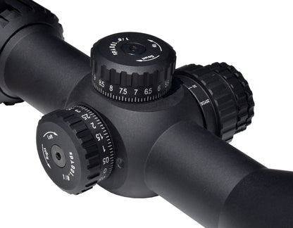 Presma 6-24x50 FFP Compact Rifle Presma Scope, 30mm Tube Diameter, Wide Angle, Side Parallax Adjustment, Illumination