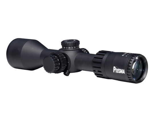 Presma 6-24x50 FFP Compact Rifle Presma Scope, 30mm Tube Diameter, Wide Angle, Side Parallax Adjustment, Illumination