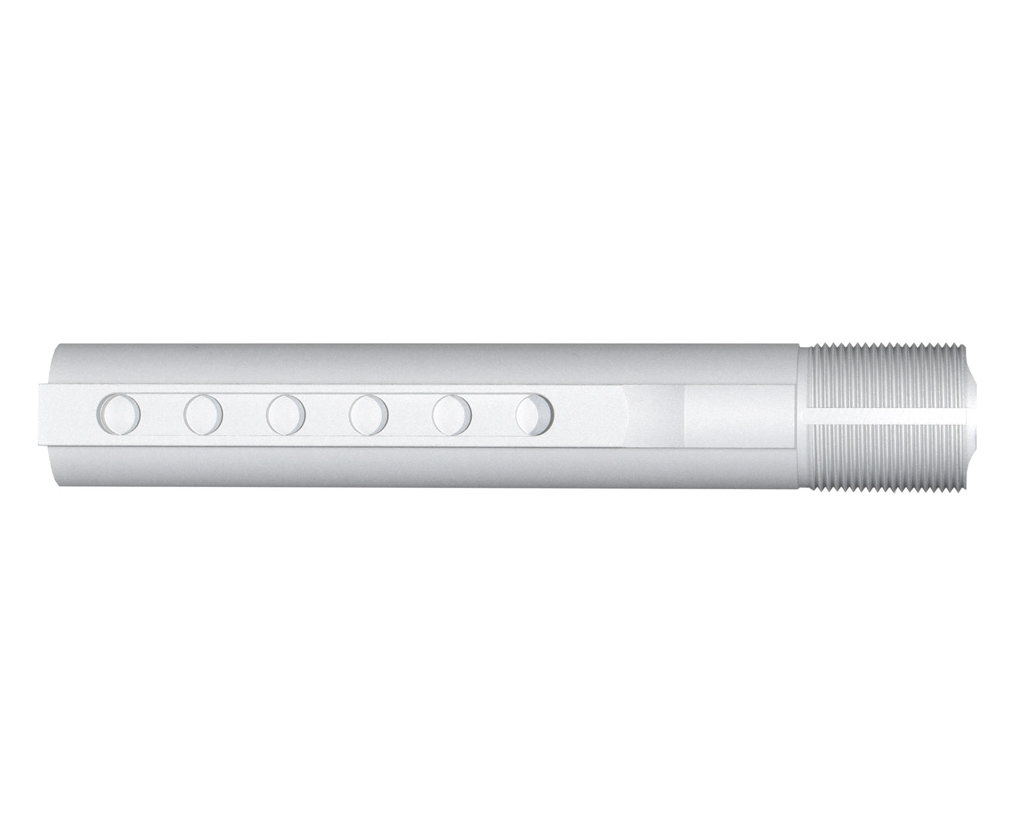 6 Position Military Spec Buffer Tube for AR Stocks, Silver.