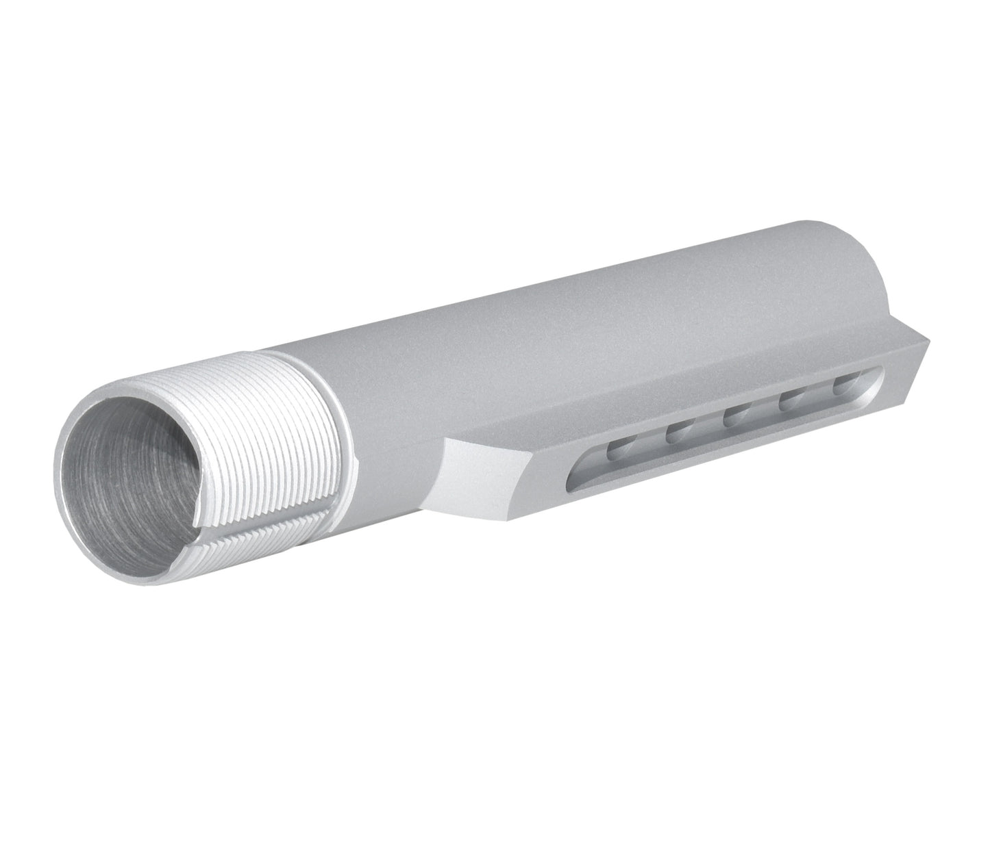 6 Position Military Spec Buffer Tube for AR Stocks, Silver.