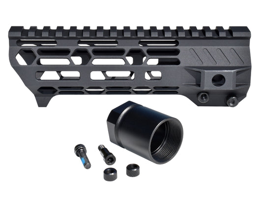 Presma Slim 7" M-LOK Free Float Shark Handguard for AR-15 223/5.56 and AR Pistols, with Integrated Fore-End Hand Stop